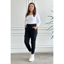 Kargo Cepli Çelik Örme Tayt Pantolon