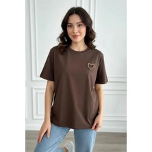 Kalp Taş Işlemeli T-Shirt