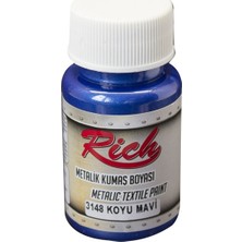 Rich 3148 Koyu Mavi Metalik Kumaş Boyası 50 Cc Su Bazlı Kokusuz Özellikte Kullanıma Hazır