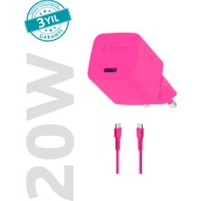 Ttec Smartcharger Gan 20W Pd Seyahat Hızlı Şarj Aleti + Usb-C - Usb-C 3A Kablo Neon Pembe 2SCG20CN