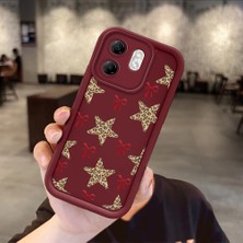 Ucuc Infinix Hot 50I/SMART 9 Uyumlu Darbeye Dayanıklı Kamera Korumalı Bordo Silikon Baskı Desenli Kılıf