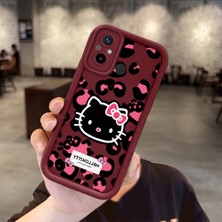 Ucuc Xiaomi Redmi 12C/11A Uyumlu Darbeye Dayanıklı Kamera Korumalı Bordo Silikon Baskı Desenli Kılıf