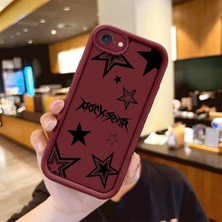 Ucuc iPhone 7/8/se 2020 2022 Uyumlu Darbeye Dayanıklı Kamera Korumalı Bordo Silikon Baskı Desenli Kılıf