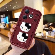 Ucuc Infinix Hot 40I Uyumlu Darbeye Dayanıklı Kamera Korumalı Bordo Silikon Baskı Desenli Kılıf