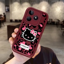 Ucuc Realme C53/C51/NOTE 50 Uyumlu Darbeye Dayanıklı Kamera Korumalı Bordo Silikon Baskı Desenli Kılıf