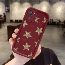 Ucuc Xiaomi Redmi Note 10/10S Uyumlu Darbeye Dayanıklı Kamera Korumalı Bordo Silikon Baskı Desenli Kılıf