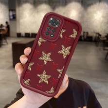 Ucuc Xiaomi Redmi Note 11/11S Uyumlu Darbeye Dayanıklı Kamera Korumalı Bordo Silikon Baskı Desenli Kılıf