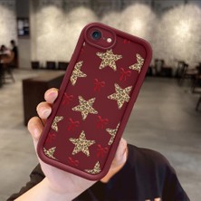 Ucuc iPhone 7/8/se 2020 2022 Uyumlu Darbeye Dayanıklı Kamera Korumalı Bordo Silikon Baskı Desenli Kılıf