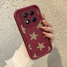 Ucuc Xiaomi Redmi Note 14 Pro Plus 5g Uyumlu Darbeye Dayanıklı Kamera Korumalı Bordo Silikon Baskı Desenli Kılıf