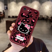 Ucuc iPhone 7/8/se 2020 2022 Uyumlu Darbeye Dayanıklı Kamera Korumalı Bordo Silikon Baskı Desenli Kılıf
