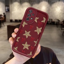 Ucuc Samsung Galaxy A72 4g Uyumlu Darbeye Dayanıklı Kamera Korumalı Bordo Silikon Baskı Desenli Kılıf