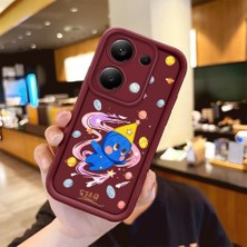 Ucuc Xiaomi Redmi Note 13 Pro 4g Uyumlu Darbeye Dayanıklı Kamera Korumalı Bordo Silikon Baskı Desenli Kılıf