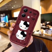Ucuc Xiaomi Redmi Note 13 4g Uyumlu Darbeye Dayanıklı Kamera Korumalı Bordo Silikon Baskı Desenli Kılıf