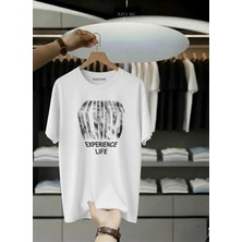 Unisex Oversize Baskılı Pamuklu Bisiklet Yaka Kısa Kollu Beyaz T-Shirt Always