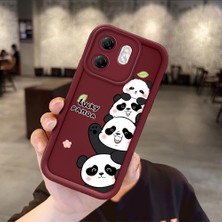 Ucuc Infinix Hot 50I/SMART 9 Uyumlu Darbeye Dayanıklı Kamera Korumalı Bordo Silikon Baskı Desenli Kılıf