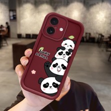 Ucuc iPhone 16 Uyumlu Darbeye Dayanıklı Kamera Korumalı Bordo Silikon Baskı Desenli Kılıf