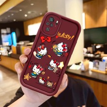 Ucuc Xiaomi Redmi Note 10/10S Uyumlu Darbeye Dayanıklı Kamera Korumalı Bordo Silikon Baskı Desenli Kılıf