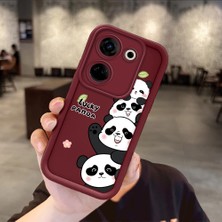Ucuc Tecno Camon 20/20 Pro 4g Uyumlu Darbeye Dayanıklı Kamera Korumalı Bordo Silikon Baskı Desenli Kılıf