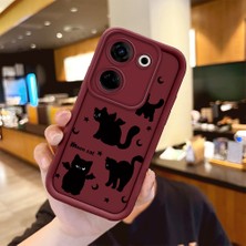 Ucuc Tecno Camon 20/20 Pro 4g Uyumlu Darbeye Dayanıklı Kamera Korumalı Bordo Silikon Baskı Desenli Kılıf