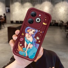 Ucuc Tecno Spark 20/20C/GO 2024 Uyumlu Darbeye Dayanıklı Kamera Korumalı Bordo Silikon Baskı Desenli Kılıf