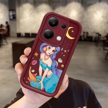 Ucuc Xiaomi Redmi Note 13 Pro 4g Uyumlu Darbeye Dayanıklı Kamera Korumalı Bordo Silikon Baskı Desenli Kılıf