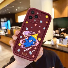 Ucuc iPhone 15 Pro Max Uyumlu Darbeye Dayanıklı Kamera Korumalı Bordo Silikon Baskı Desenli Kılıf