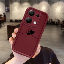 Ucuc Xiaomi Redmi Note 14S Uyumlu Darbeye Dayanıklı Kamera Korumalı Bordo Silikon Baskı Desenli Kılıf