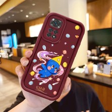 Ucuc Xiaomi Redmi Note 11/11S Uyumlu Darbeye Dayanıklı Kamera Korumalı Bordo Silikon Baskı Desenli Kılıf
