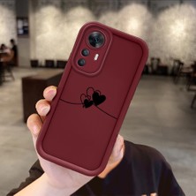 Ucuc Xiaomi Redmi K50 Ultra Uyumlu Darbeye Dayanıklı Kamera Korumalı Bordo Silikon Baskı Desenli Kılıf