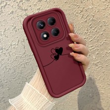 Ucuc Xiaomi Redmi Note 14 Pro Plus 5g Uyumlu Darbeye Dayanıklı Kamera Korumalı Bordo Silikon Baskı Desenli Kılıf