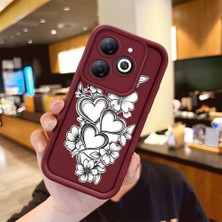 Ucuc Tecno Spark 20/20C/GO 2024 Uyumlu Darbeye Dayanıklı Kamera Korumalı Bordo Silikon Baskı Desenli Kılıf