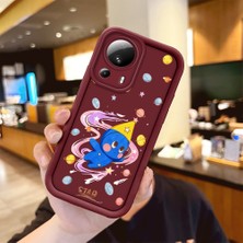 Ucuc Xiaomi 13 Lite Uyumlu Darbeye Dayanıklı Kamera Korumalı Bordo Silikon Baskı Desenli Kılıf