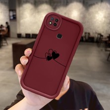 Ucuc Xiaomi Redmi 9C/10A Uyumlu Darbeye Dayanıklı Kamera Korumalı Bordo Silikon Baskı Desenli Kılıf