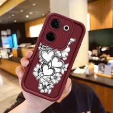 Ucuc Tecno Camon 20/20 Pro 4g Uyumlu Darbeye Dayanıklı Kamera Korumalı Bordo Silikon Baskı Desenli Kılıf