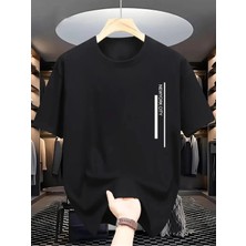 Unisex Oversize Baskılı Pamuklu Bisiklet Yaka Kısa Kollu Siyah T-Shirt New York City