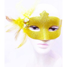 Marsilyan Altın Renk Simli Inci Maskesi