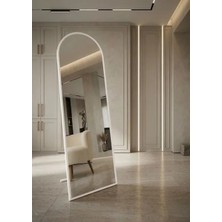 Ersan Dizayn Beyaz Metal Çerçeve Oval Ayaklı Boy Aynası 50X160