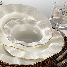 Kütahya Porselen 24 Parça Milena Krem Fileli Yemek Takımı 6 Kişilik Beyaz Porselen