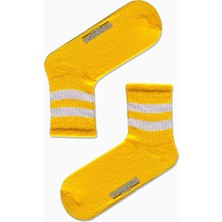 Carnaval Socks Sarı Beyaz Çift Şeritli Desenli Renkli Spor Çorap