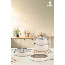 Amboss Sera Nova 7 Parça Derin & Basık Tencere ve Tava Seti - Latte