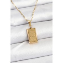 C&On Design 316L Çelik Zincir Gold Renk Külçe Altın Model Kadın Kolye Çok Renkli