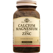 Solgar Kalsiyum Magnezyum Plus Çinko 100 Tablet Vegan İçerikli Gıda Takviyesi