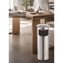 Jet's Home Kolon Küllük Paslanmaz Dış Mekan Sigaralık Lüks Ayaklı Küllük No:3 Çöp Kovası Kutusu Gri