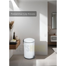 Jet's Home Pedallı Banyo Çöp Kovası Paslanmaz 16 Lt Mutfak Çöp Kutusu Beyaz