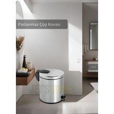 Jet's Home Pedallı Banyo Çöp Kovası Paslanmaz 20 Lt Mutfak Çöp Kutusu Gri
