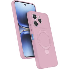 Techaks Tecno Spark 40 Kılıf M-Safe Şarj Özellikli Standlı Zore Samara Kapak - Pembe