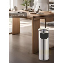 Jet's Home Kolon Küllük Paslanmaz Dış Mekan Sigaralık Lüks Ayaklı Küllük No:2 Çöp Kovası Kutusu Gri