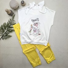 Diji Baby 3-4-5 Yaş Kapşonlu Sevimli Kız Baskılı Kısa Kolu 2li Kız Erkek Çocuk Takımı