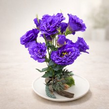 Dekoratif Mor Yapay Çiçek Aranjmanı – Premium Masa Üstü Tasarım