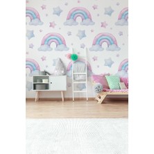 Sevimli Gökkuşağı Temalı 50 Parça Çocuk ve Bebek Odası Dekoratif Duvar Sticker Seti